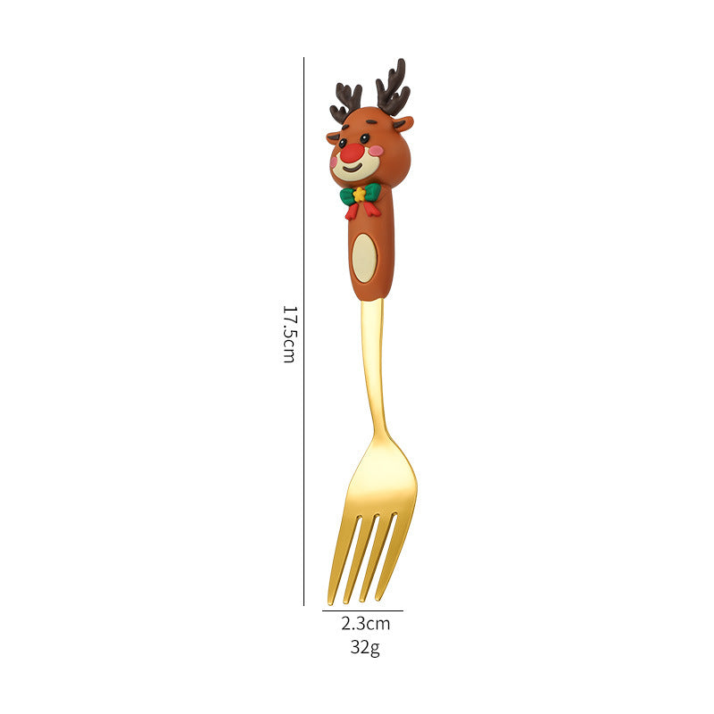 Wholesale Christmas Tableware Dessert Spoon Fork Cartoon  Spoon